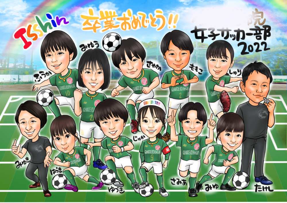卒業記念の集合似顔絵